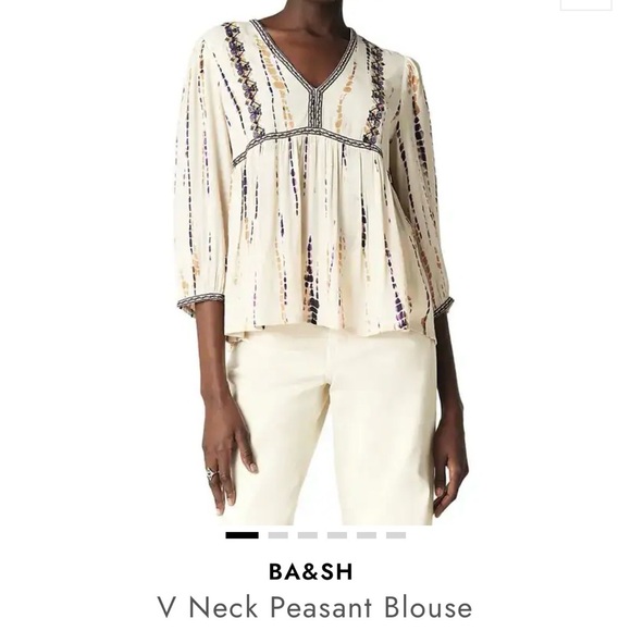 Ba&sh Cream and Lavender Boho Peasant Blouse NWT - Picture 7 of 8